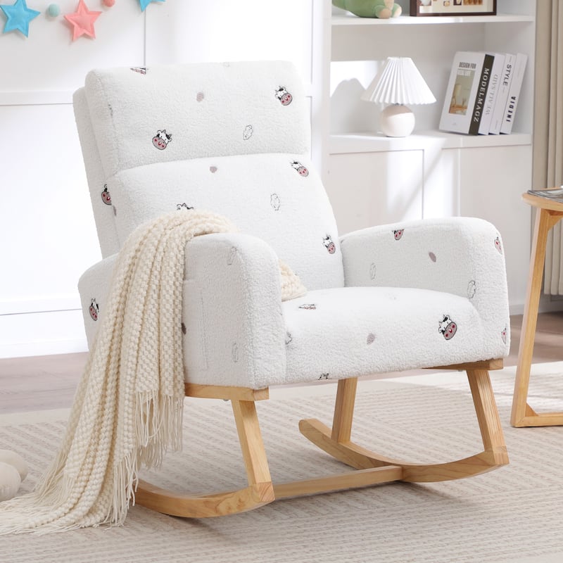 HOMYKA 28" Wide Rocking Chair for Nursery with Solid Wood Leg