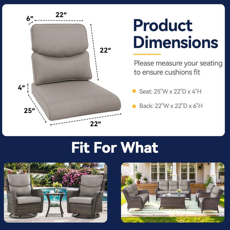 Outdoor Deep Seat Cushions Set for Patio