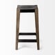 preview thumbnail 3 of 6, Nell Black Metal Seat and Foot Rest with Brown Solid Wood Frame Counter Stool - 18.0L x 15.0W x 30.0H