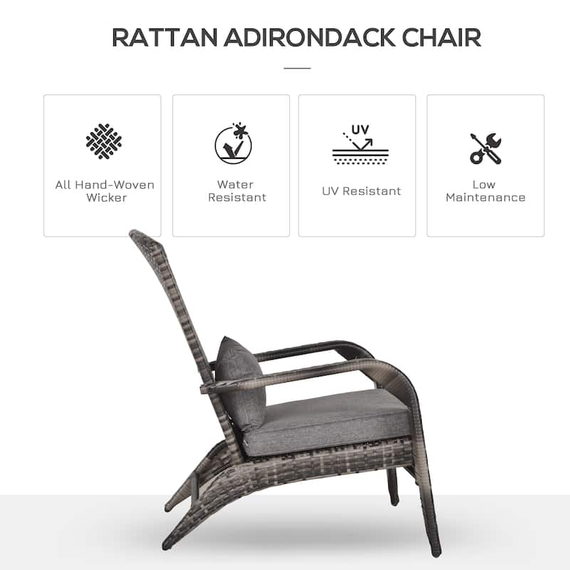 Outsunny Outdoor Classic Rattan Adirondack Chair with Cushion