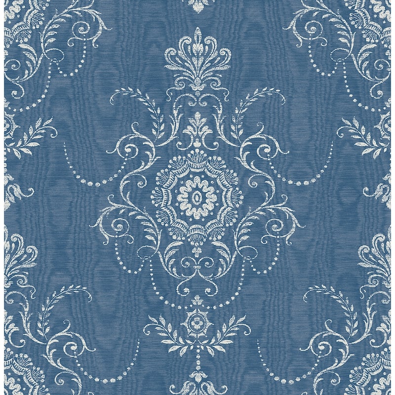 Seabrook Designs Colette Cameo Nonwoven Unpasted Wallpaper - 27 in. W x 27 ft. L - French Blue