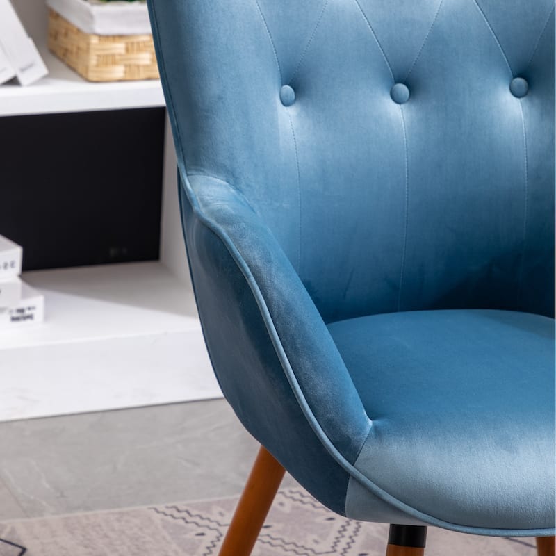Blue 30" Polyester Button Tufted Accent Chair