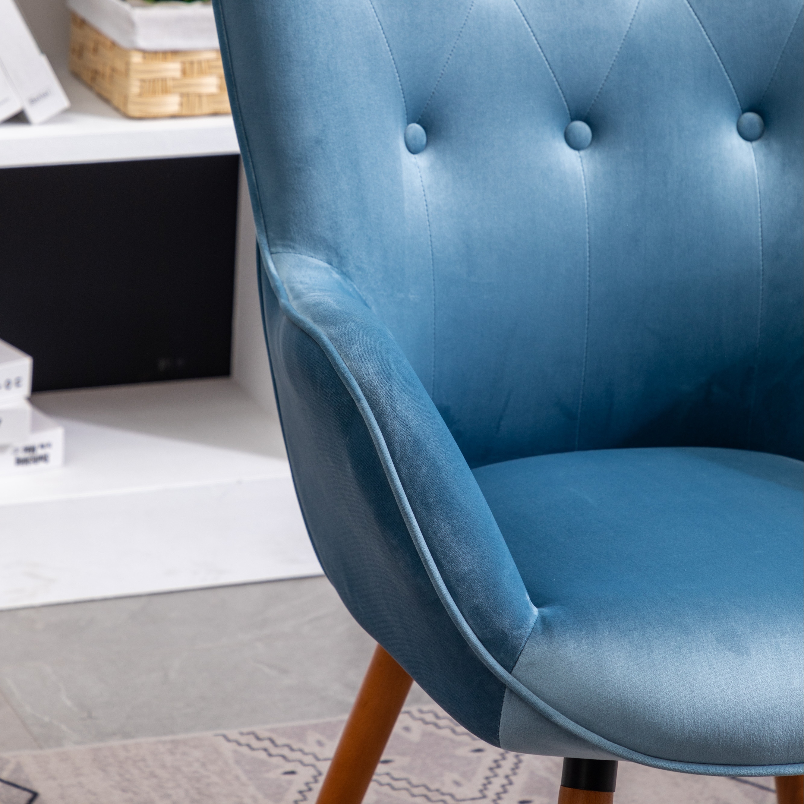 Carson carrington arvika button tufted top high back velvet accent chair