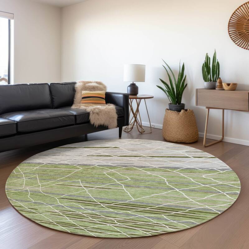 Premium Washable Super Soft Modern Himalaya Mayfield Rug - 8' x 8' - Aloe