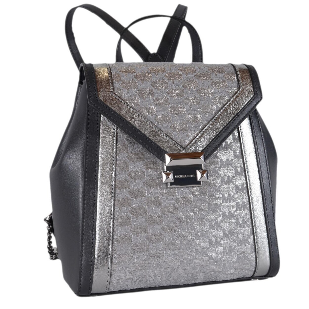 whitney large metallic logo jacquard convertible shoulder bag
