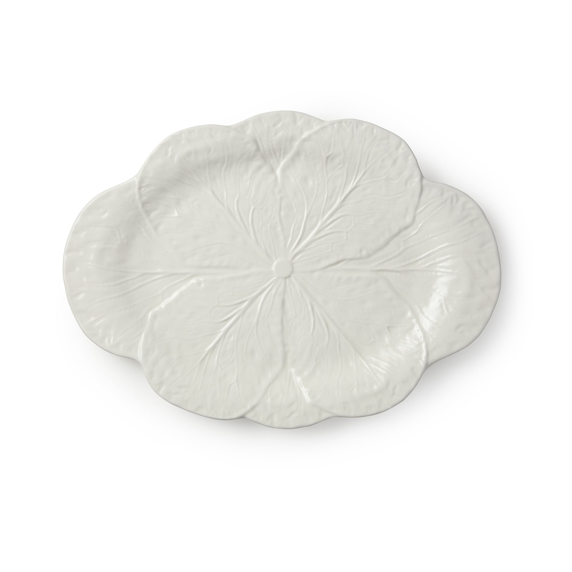 Certified International Le Jardin White Cabbage 3-D Oval Platter 17" x 12.25" - 12.25"W x 1.25"H x 17"L