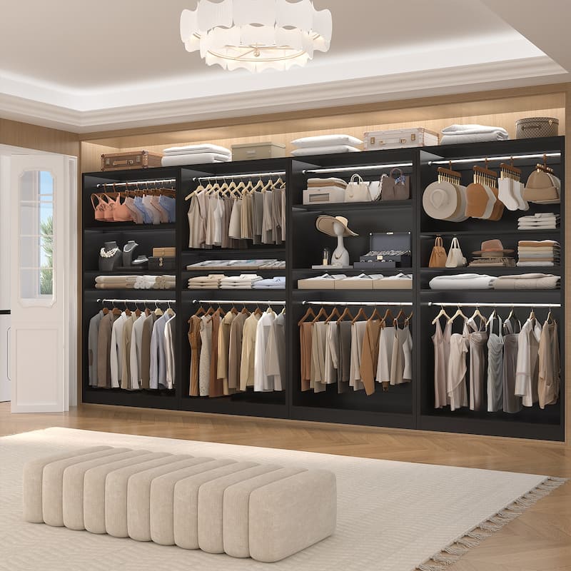 Cimly 36'' Freestanding Closet System with 2 Hanging Rods, Closet Organizer with 2 Adjustable Shelves