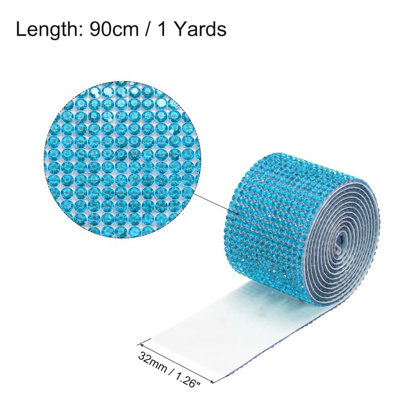 1 Yard 32mm Self Adhesive Crystal Ribbon - 1 Yard x 1.26 Inch - Lake Blue