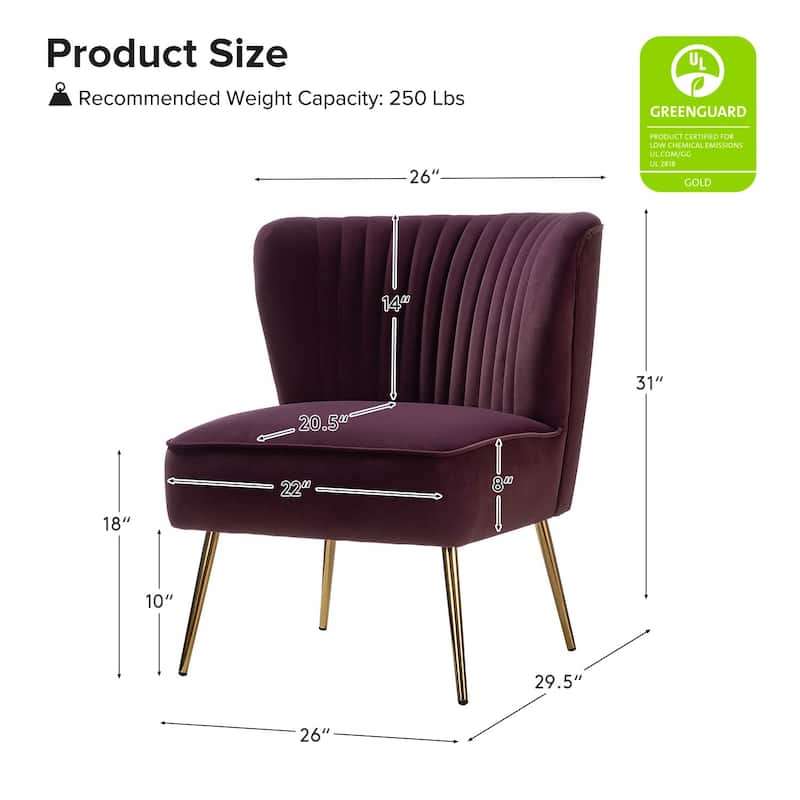 Monica 22''W Upholstered Modern Tufted Accent Side Chair with Gold Legs by HULALA HOME