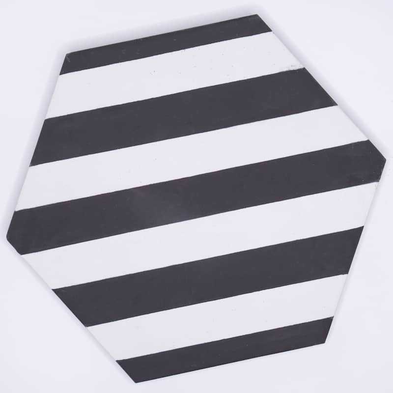 Armoud Handmade Cement Tile, 8''x9'', White-Black