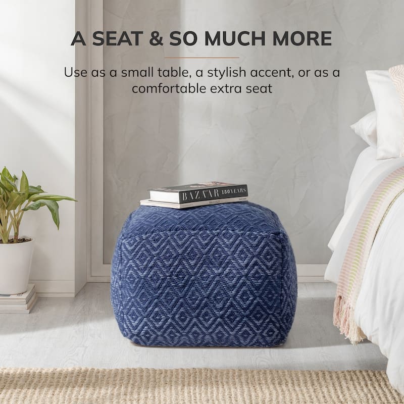 Jani 22-inch Ottoman Pouf - Handcrafted Handmade Ottoman for Seating, Footrest, Home Decor for Living Room, Bedroom