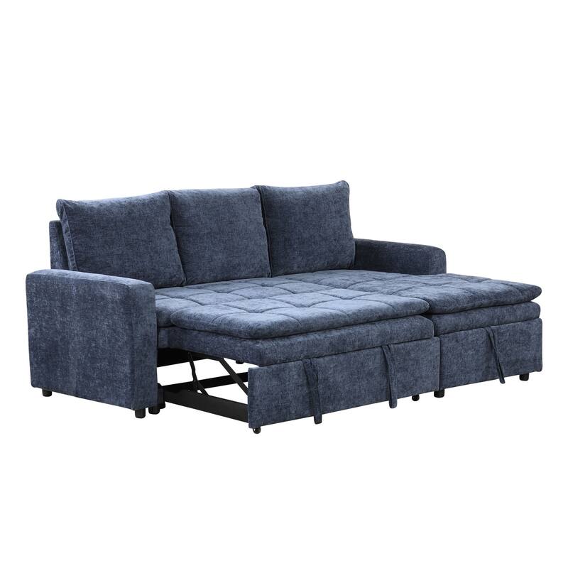 89'' Upholstered Sectional Sofa Bed with Storage Space