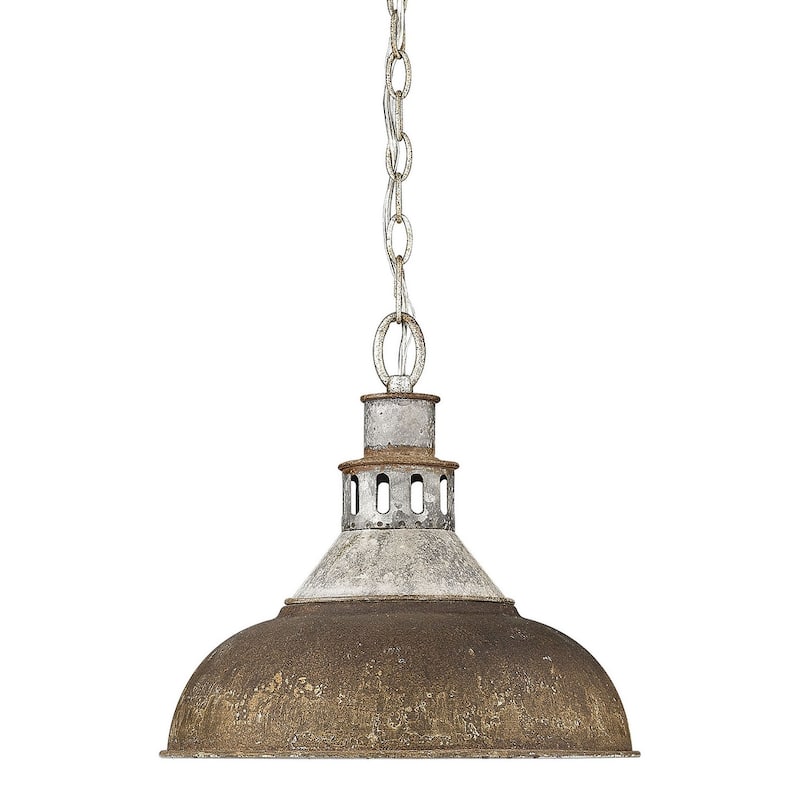 Golden Lighting Kinsley 14" Wide Pendant - Aged Galvanize Steel / Antique Rust
