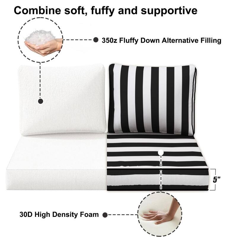 Outdoor Loveseat Cushion Set (Set of 1 Seats,48x24in, 2 Backs,24x18in )