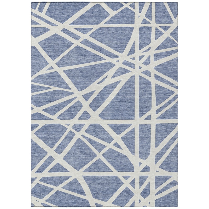 Machine Washable Indoor/ Outdoor Abstract Contemporary Chantille Rug