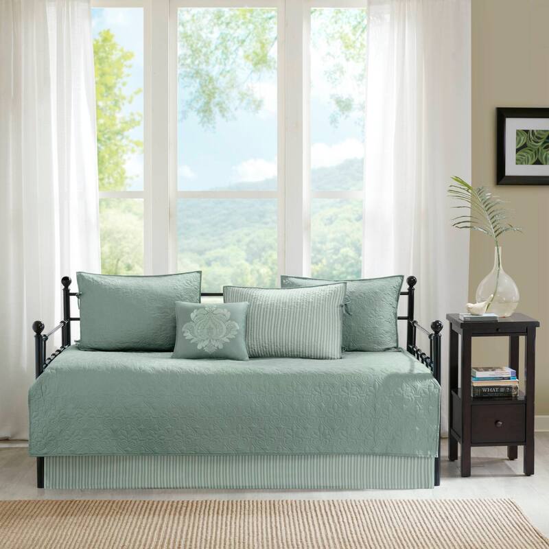 Madison Park Mansfield 6 Piece Reversible Daybed Cover Set - Seafoam