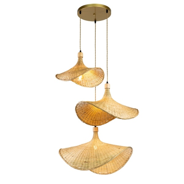 Ele Light Decor Three Lights Unique Rattan Pendant Light Brown