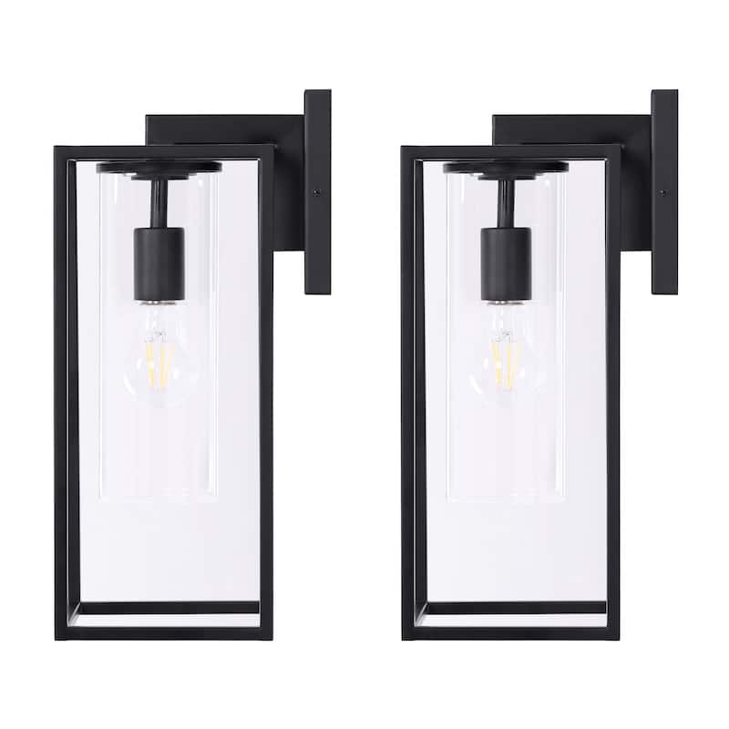 2-Pack Industrial Metal Outdoor Wall Lantern