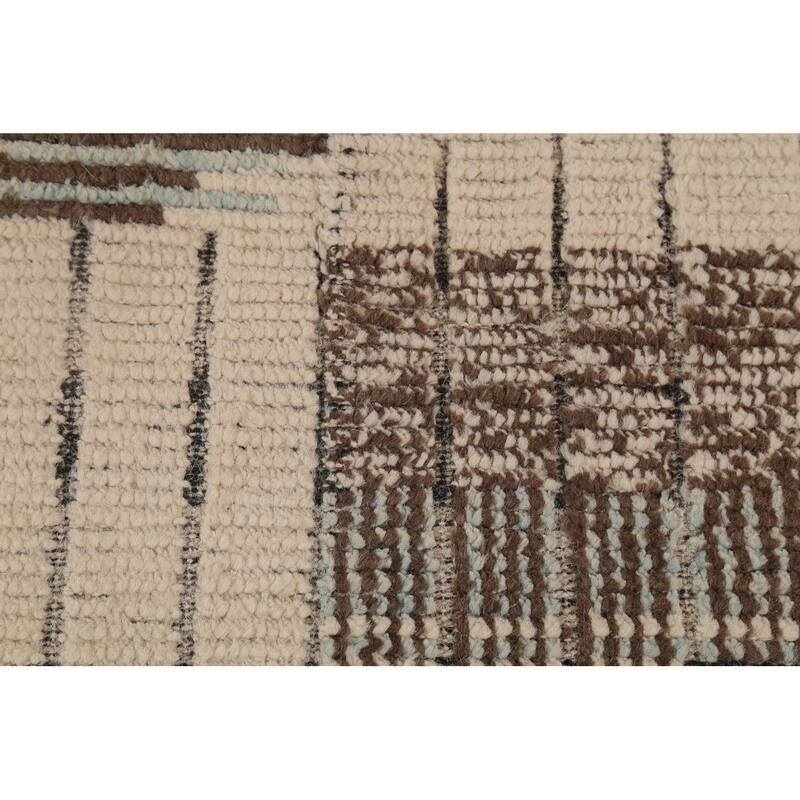All-Over Striped Moroccan Large Area Rug Handmade Wool Carpet - 11'8"x 15'8"