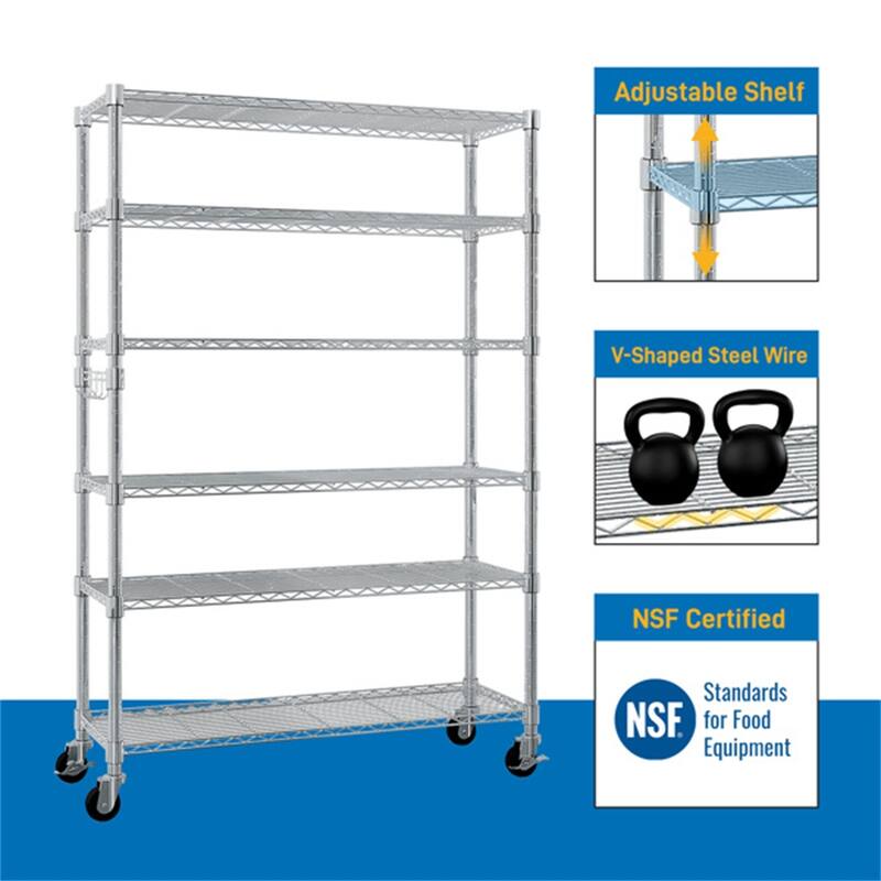 6-Tier Disassembly and Free Assembly NSF-Certified Steel Wire Shelving