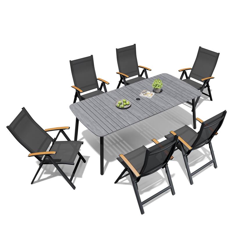 Outdoor 7/9-Piece Patio Dining Set Aluminum Dining Table and Folding Chairs