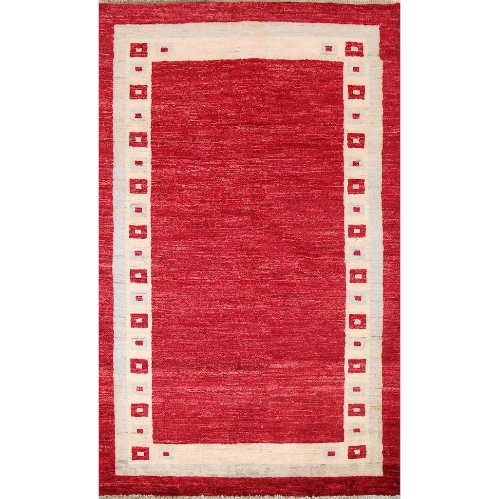 Gabbeh Kashkoli Wool Oriental Area Rug Hand-knotted Geometric Carpet - 3'2" x 5'1"