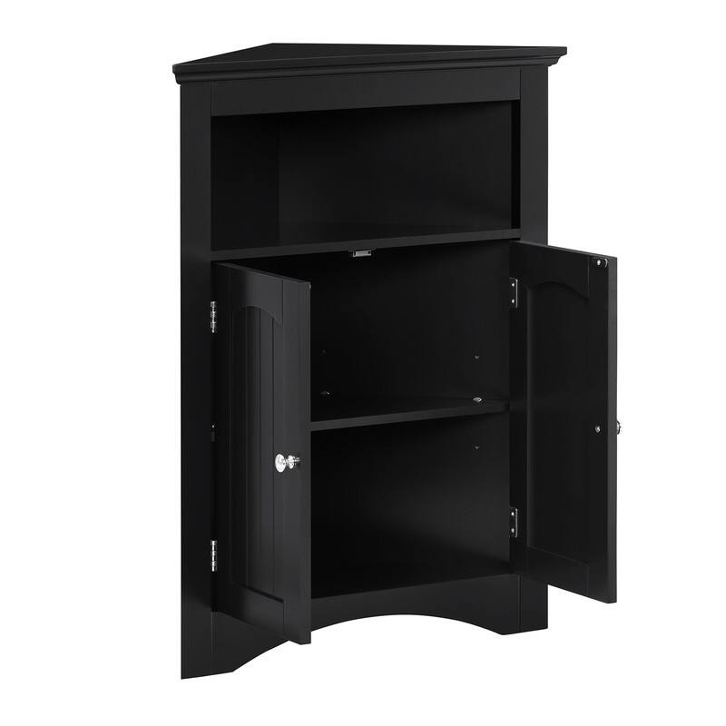Free Standing Corner Cabinet With Doors and Shelves