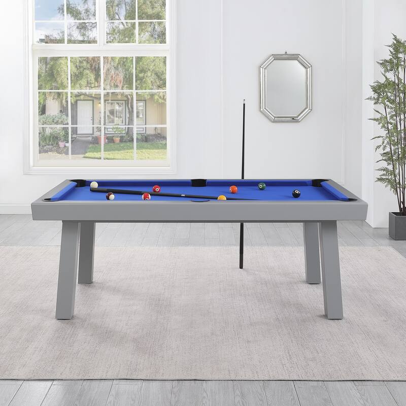 Laguna Indoor/Outdoor 7ft Slate Pool Table with Dining Top & Accessories, Cement Finish