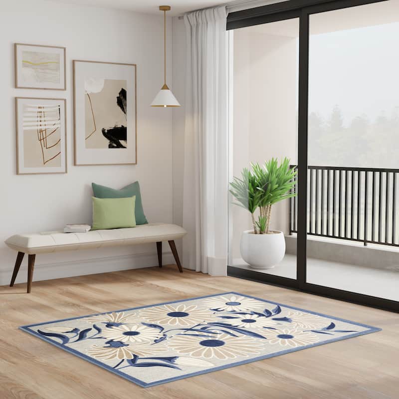 Nourison Alice Indoor/Outdoor Floral Area Rug.