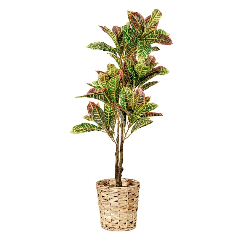American Art Decor Artificial Faux Tree in White Tapered Ceramic Pot