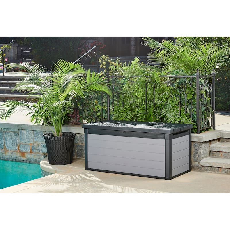 Keter Premier 150 Gallon Durable Resin Outdoor Storage Deck Box For Furniture and Supplies, Grey