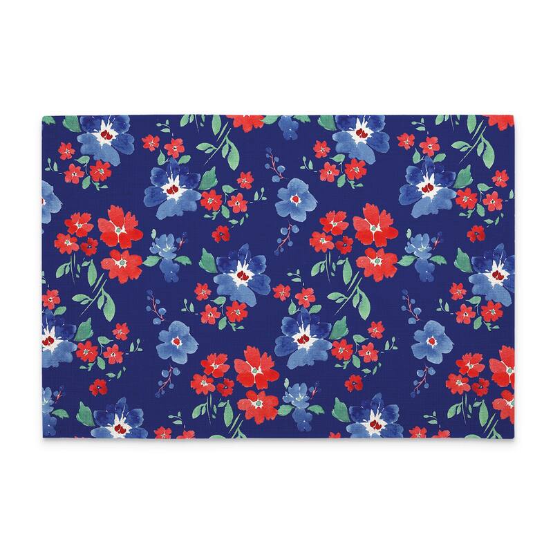 Freedom Flowers 4-Pack Poly-Cotton Blend Placemats Manufactured in The USA Machine Washable Dryer Safe - Set of 4