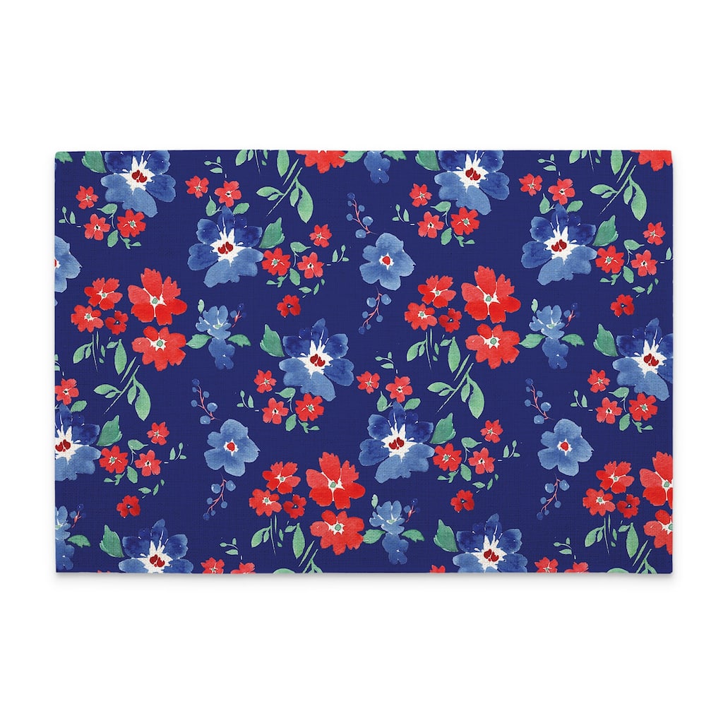 Freedom Flowers 4-Pack Poly-Cotton Blend Placemats Manufactured in The USA Machine Washable Dryer Safe