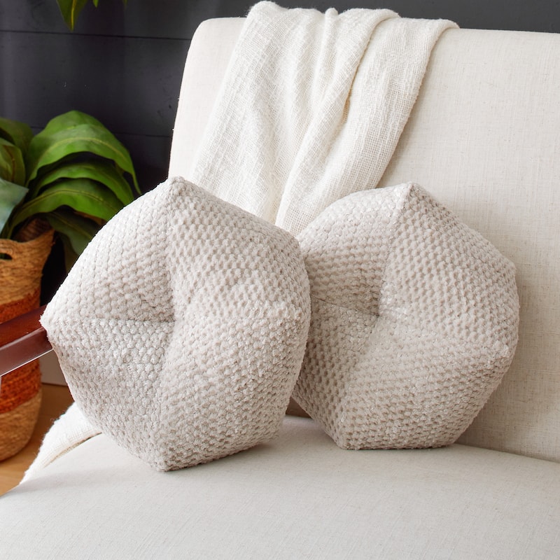 Sorra Home Velvet Shimmer Indoor Small Geometric Pillows (Set of 2) - 11 in x 11 in x 4 in - Sutherland Peyote