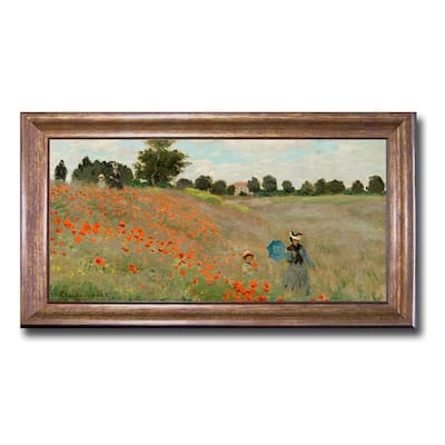 Poppyfields (Detail) by Claude Monet Bronze Framed Canvas Art (16 in x 28 in)