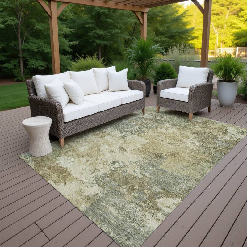 Machine Washable Indoor/ Outdoor Casual Contemporary Chantille Rug