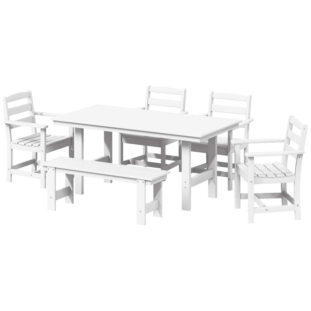 Shoreside 6-Piece Arm Chair Dining Set With Bench