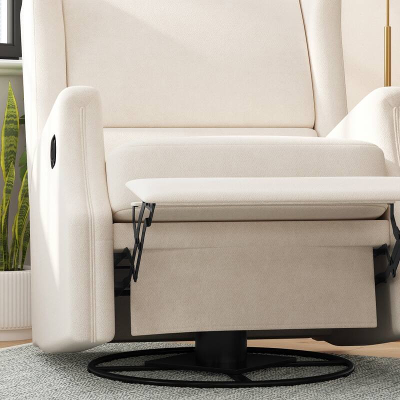 Wingback Upholstered Manual Recline Rocking Swivel Glider Chair