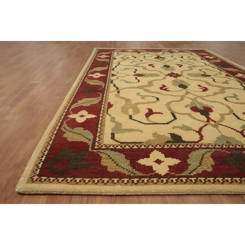 Handmade Floral Indian Area Rug 6x9 - 9' 2'' X 5' 7''