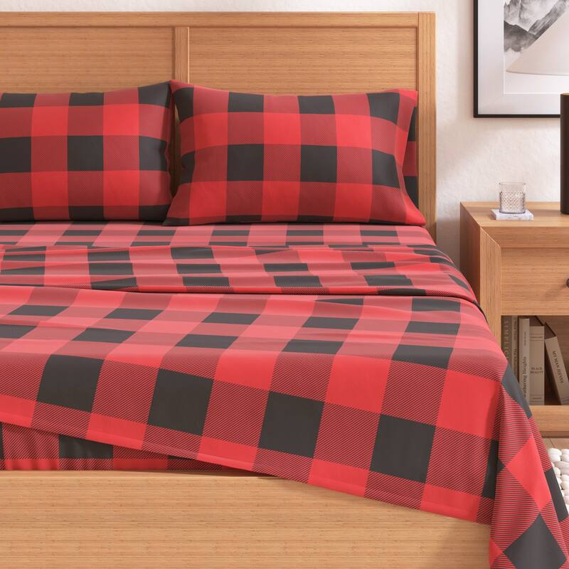 Linery & Co. Turkish Cotton Double-Brushed Printed Flannel Bed Sheet Set