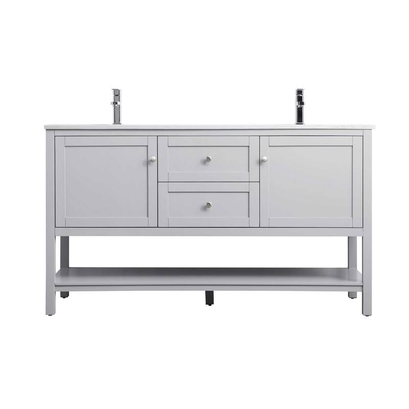 Elegant Lighting VF22260D Heath 60" Free Standing Double Basin Vanity - Grey