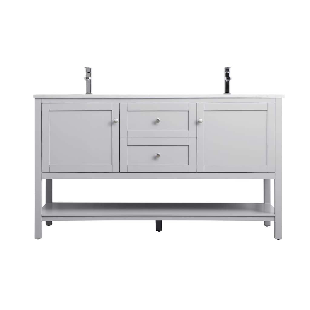 Elegant Lighting VF22260D Heath 60" Free Standing Double Basin Vanity