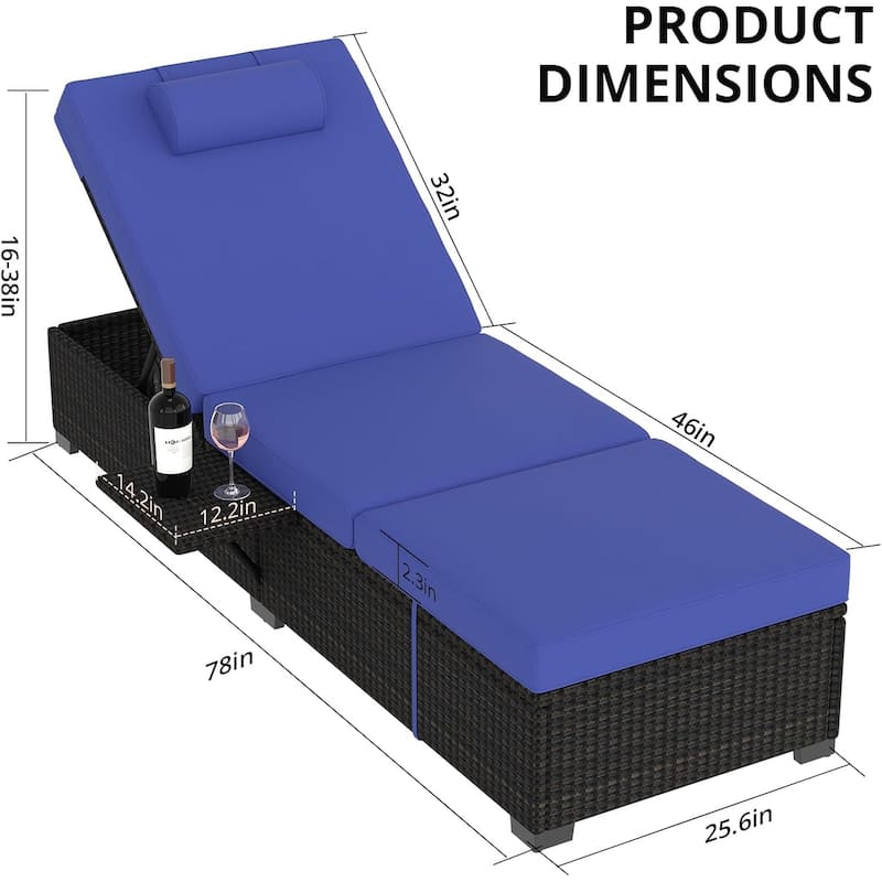 Chaise Lounge Chair Outdoor Set of 2 - Blue