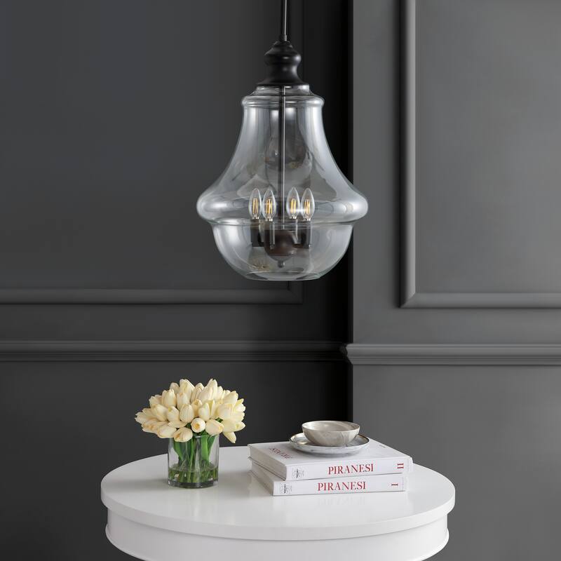 Catalina Adjustable Metal/Glass LED Pendant, Oil Rubbed Bronze by JONATHAN Y