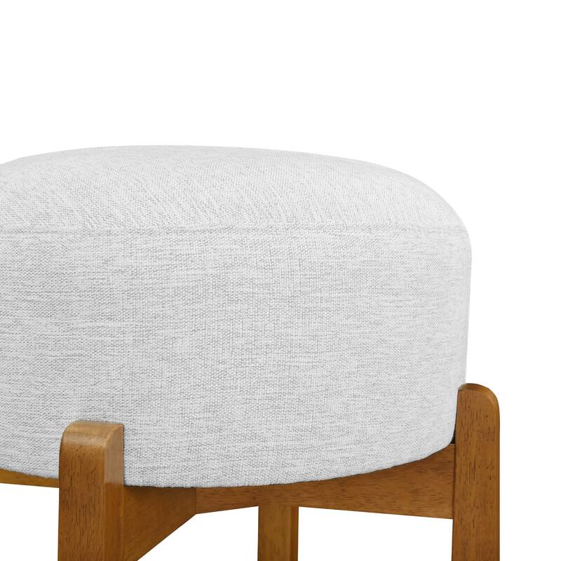 Roomfitters Vera Indoor Wooden Barstools with Round Ivory Seat, Light Walnut Finish