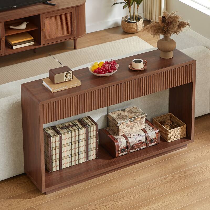 59 Inch Console Table with 2 Drawers, Medieval - Modern Entrance Table, Sofa Table for Behind Sofa, Hallway Table