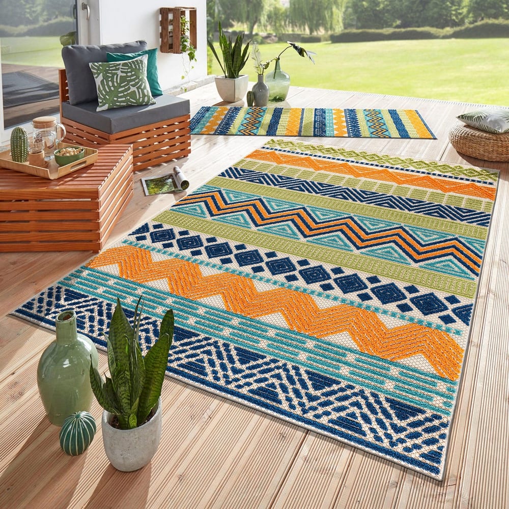 Marbella Contemporary Boho Indoor/Outdoor Area Rug