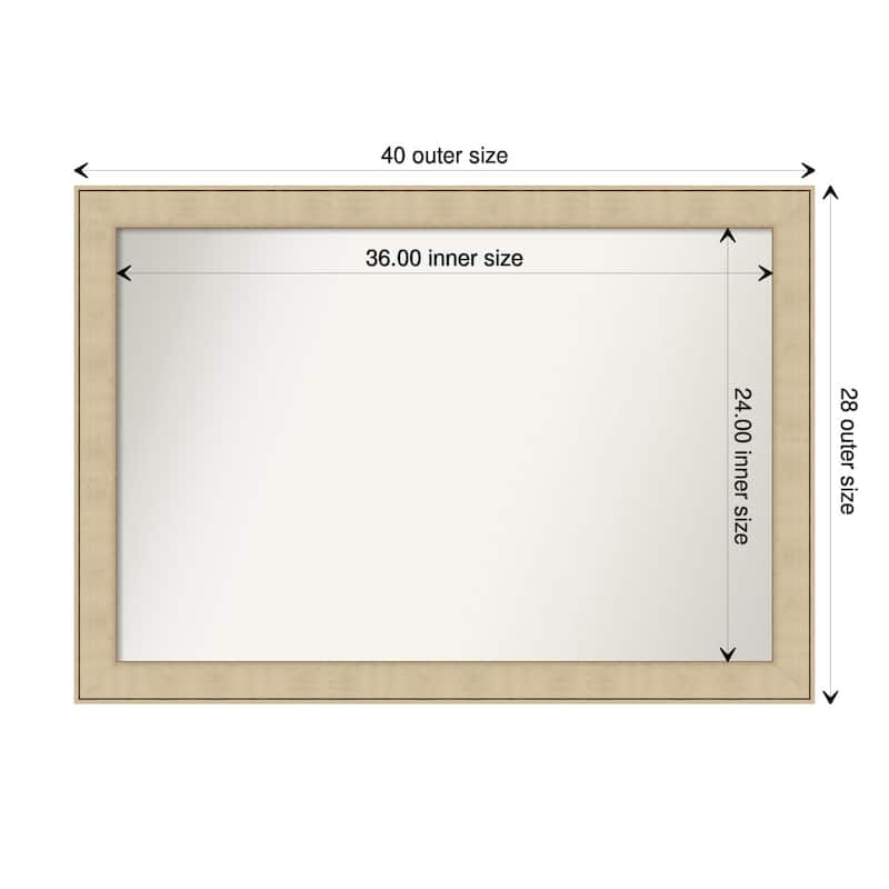 Non-Beveled Bathroom Wall Mirror - Classic Honey Silver Frame - 40 x 28 in - Classic Honey Silver