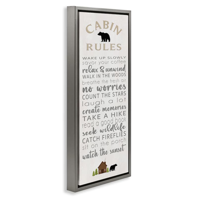 Stupell Fun Adventure Cabin Rules Framed Floater Canvas Wall Art Design By Seven Trees Design