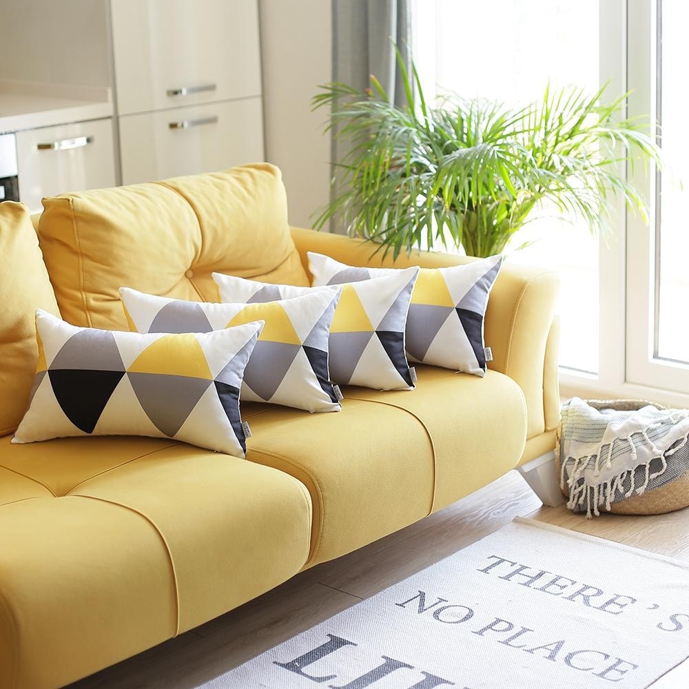 20 x 20 inch Yastouay Yellow Decorative Throw Pillow Covers Set of 4 Yellow Grey Pillow Cases Modern Accent Home Decor Cushion Covers for Couch Living Room Sofa Bed